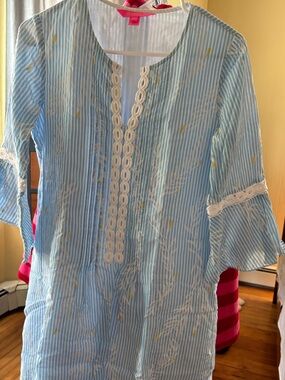 Lilly Pulitzer Blue & Yellow Striped Mini Dress
